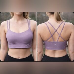 Lululemon Athletica Lavender Mauve Ribbed Strappy Cross Back Sports Bra Medium
